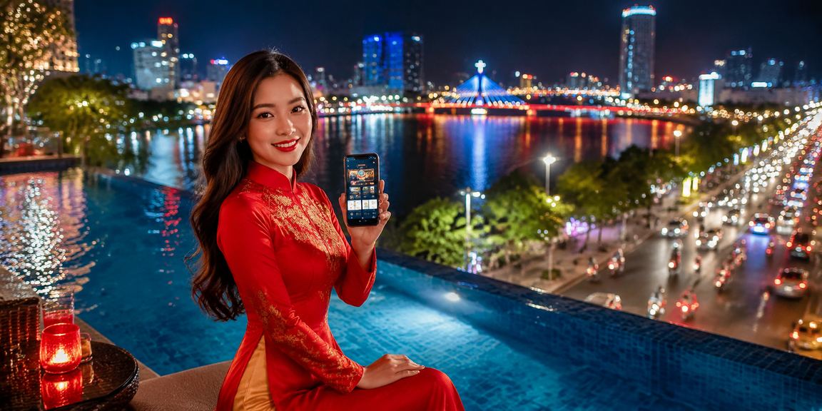 Người chơi nhận thưởng rebate tại Đà Nẵng trong trang phục áo dài truyền thống